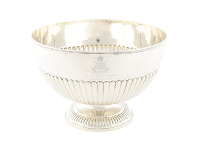 Lot 91 - A LATE 19TH CENTURY REGIMENTAL SILVER PUNCH BOWL