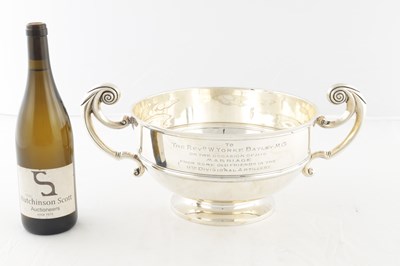 Lot 117 - A LARGE GEORGE V SILVER TWO HANDLED PRESENTATION BOWL