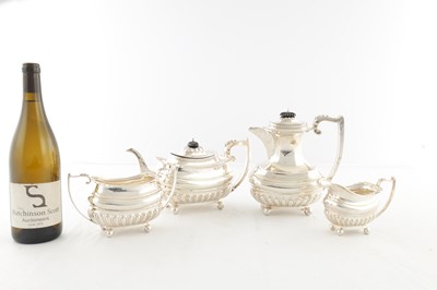 Lot 107 - A GOOD QUALITY GEORGE VI SILVER FOUR PIECE SILVER TEA SERVICE