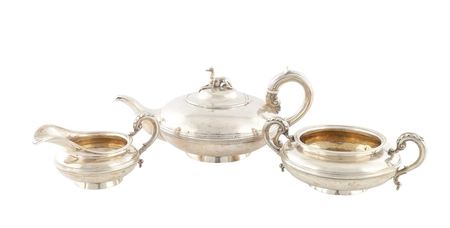 Lot 161 - A GEORGE IV SILVER THREE PIECE TEA SET