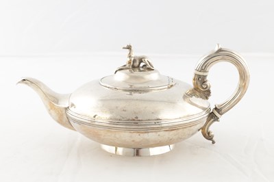 Lot 161 - A GEORGE IV SILVER THREE PIECE TEA SET