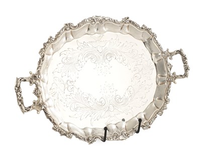 Lot 164 - A CONTINENTAL TWIN-HANDED SILVER TRAY