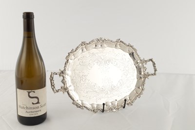 Lot 164 - A CONTINENTAL TWIN-HANDED SILVER TRAY