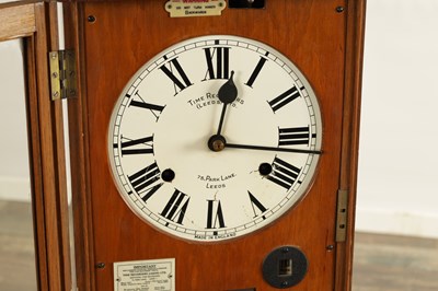 Lot 1388 - NATIONAL TIME RECORDER CO. LTD. A LATE 19TH CENTURY OAK CASED CLOCKING IN MACHINE