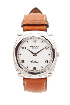 Lot 1231 - A GENTLEMAN'S 18CT WHITE GOLD ROLEX CELLINI MANUAL WIND WRISTWATCH