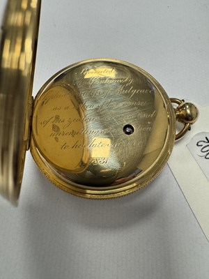 Lot 1195 - VULLIAMY, LONDON. A 19TH CENTURY 18CT GOLD FULL HUNTER POCKET WATCH