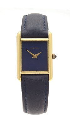 Lot 1220 - A VINTAGE 18CT GOLD CARTIER MANUAL WIND TANK WATCH