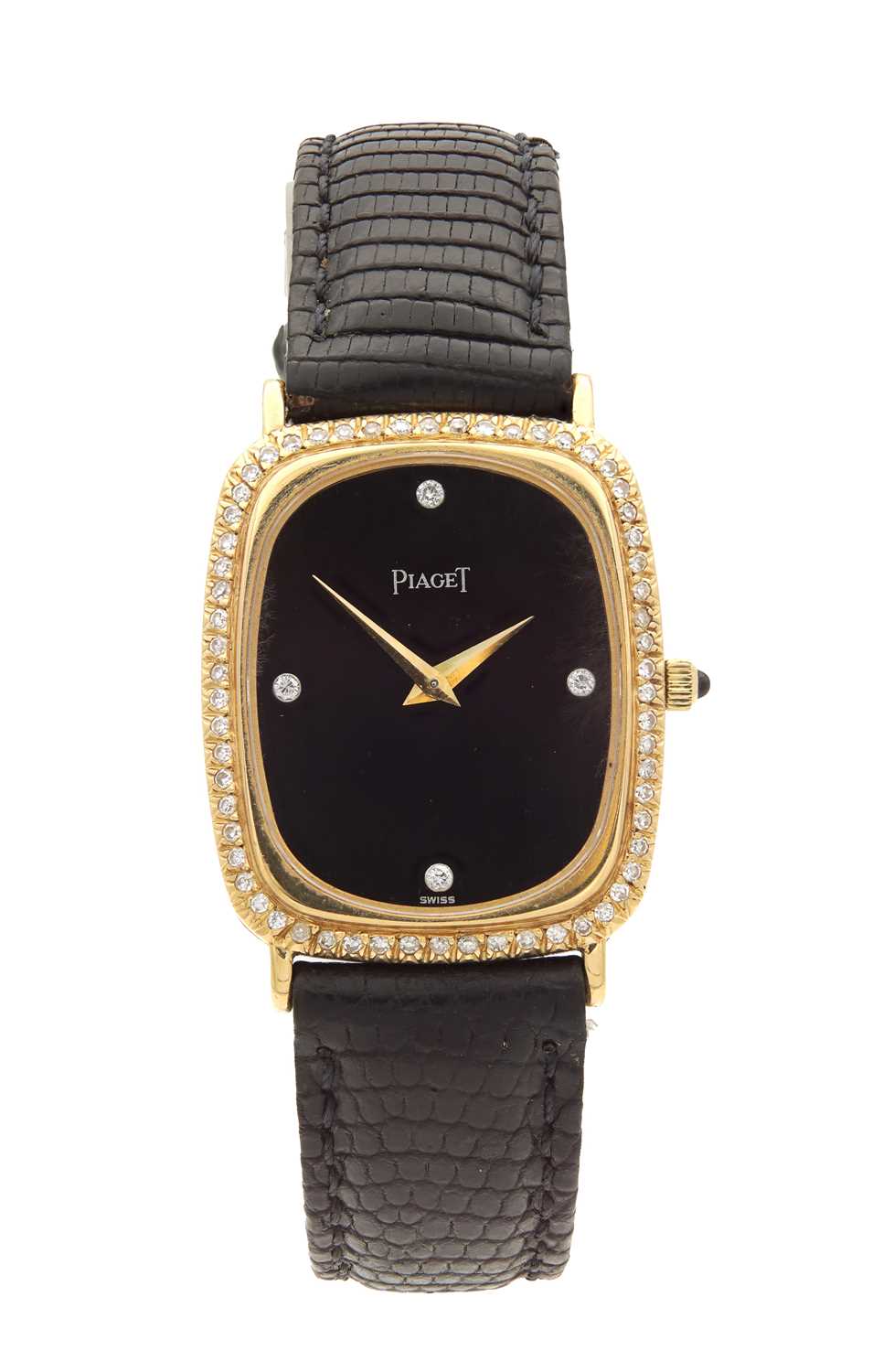 Lot 1237 - AN 18CT GOLD AND DIAMOND SET PIAGET "ELLIPSE" MANUAL WIND WRISTWATCH
