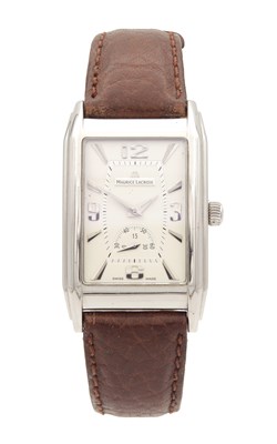 Lot 1227 - A GENTLEMAN'S STEEL MAURICE LACROIX RECTANGULAR MASTERPIECE WRISTWATCH