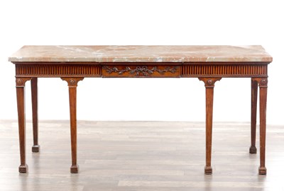 Lot 1516 - A GEORGE III MAHOGANY BREAKFRONT SERVING TABLE