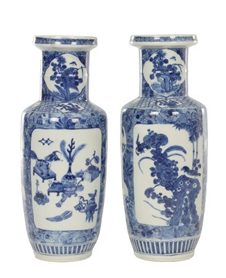 Lot 503 - A PAIR OF LATE 19TH CENTURY CHINESE BLUE AND WHITE PORCELAIN VASES
