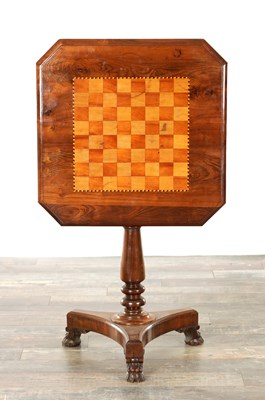 Lot 1536 - A 19TH CENTURY IRISH KILLARNY MARQUETRY ARBUTUS WOOD GAMES TABLE