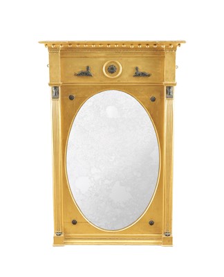 Lot 1527 - A REGENCY EGYPTIAN REVIVAL GILT GESSO PIER MIRROR