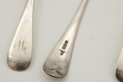 Lot 147 - A SET OF GEORGE VII SILVER FORKS AND SPOONS