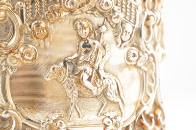 Lot 146 - A 19TH CENTURY SILVER PLATED ELKINGTON TYPE BISCUIT BARREL