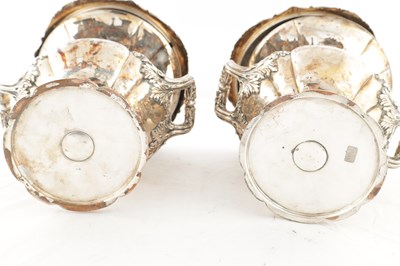Lot 167 - A PAIR OF OLD SHEFFIELD SILVER PLATED CAMPANA SHAPED CHAMPAGNE COOLERS