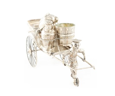 Lot 158 - A 19TH CENTURY CHINESE NOVELTY SILVER CONDIMENT SET