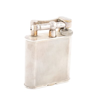 Lot 1083 - A LARGE VINTAGE SILVER PLATED DUNHILL TABLE LIGHTER
