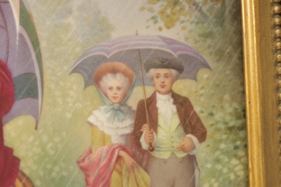 Lot 60 - A 19TH CENTURY FRAMED BERLIN PAINTED PORCELAIN PLAQUE