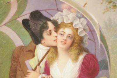 Lot 60 - A 19TH CENTURY FRAMED BERLIN PAINTED PORCELAIN PLAQUE