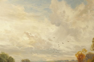 Lot 633 - JOHN HORACE HOOPER (1851 - 1906). A LARGE LATE 19TH CENTURY OIL ON CANVAS "A RIVER SIDE CORNFIELD"