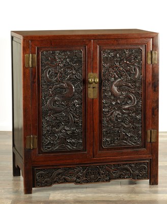 Lot 535 - A GOOD 19TH CENTURY CHINESE HARDWOOD SIDE CABINET