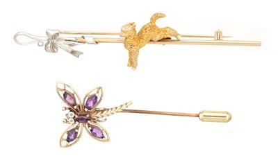 Lot 232 - TWO VINTAGE 9CT GOLD BROOCHES