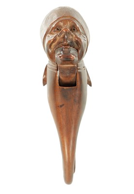 Lot 797 - A 19TH CENTURY BLACK FOREST CARVED FRUITWOOD NUTCRACKER