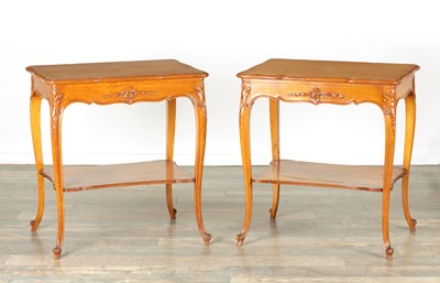 Lot 1478 - A PAIR OF 19TH CENTURY SATIN BIRCH FRENCH SIDE TABLES RETAILED BY HOWARD AND SONS LTD