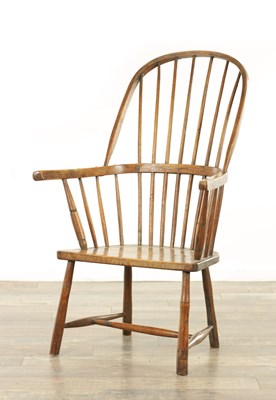 Lot 1539 - AN 18TH CENTURY WELSH ASH AND ELM STICK BACK CHAIR