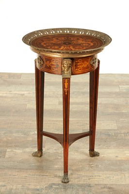 Lot 1588 - A 19TH CENTURY FRENCH EMPIRE INLAID MAHOGANY AND ORMOLU MOUNTED OCCASIONAL TABLE