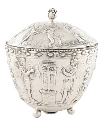 Lot 77 - A 19TH CENTURY SILVER PLATED NEO-CLASSICAL BOWL IN THE MANNER OF E.F. CALDWELL & CO.