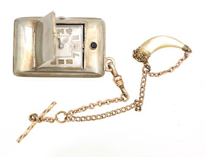 Lot 1244 - AN UNUSUAL WHITE METAL ART DECO POCKET WATCH