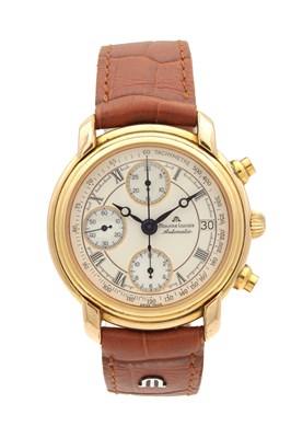 Lot 1201 - A GENTLEMANS MAURICE LACROIX GOLD PLATED AUTOMATIC CHRONOGRAPH WRISTWATCH