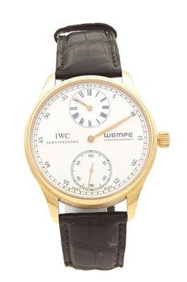 Lot 1228 - A LIMITED EDITION GENTLEMEN'S 18CT ROSE GOLD IWC PORTUGUESE REGULATEUR WRISTWATCH