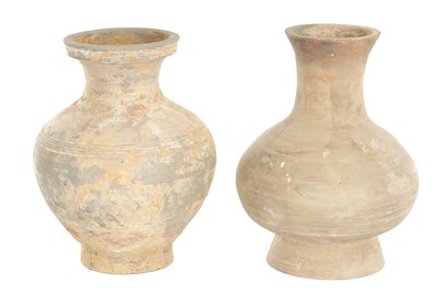 Lot 575 - TWO CHINESE HAN DYNASTY TERRACOTTA VASES