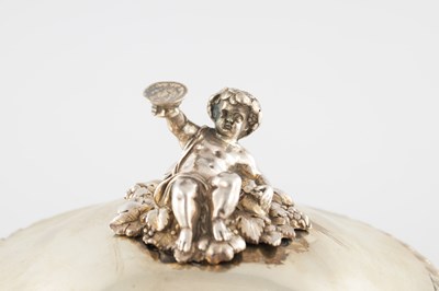 Lot 152 - A CONTINENTAL SILVER MOUNTED CUT GLASS TWIN-HANDLED PUNCH BOWL