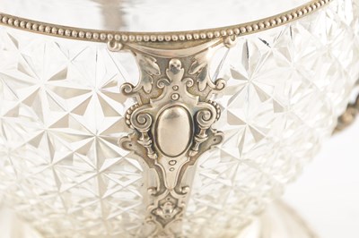 Lot 152 - A CONTINENTAL SILVER MOUNTED CUT GLASS TWIN-HANDLED PUNCH BOWL