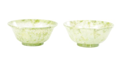 Lot 577 - A PAIR OF 19TH CENTURY CHINESE JADE BOWLS