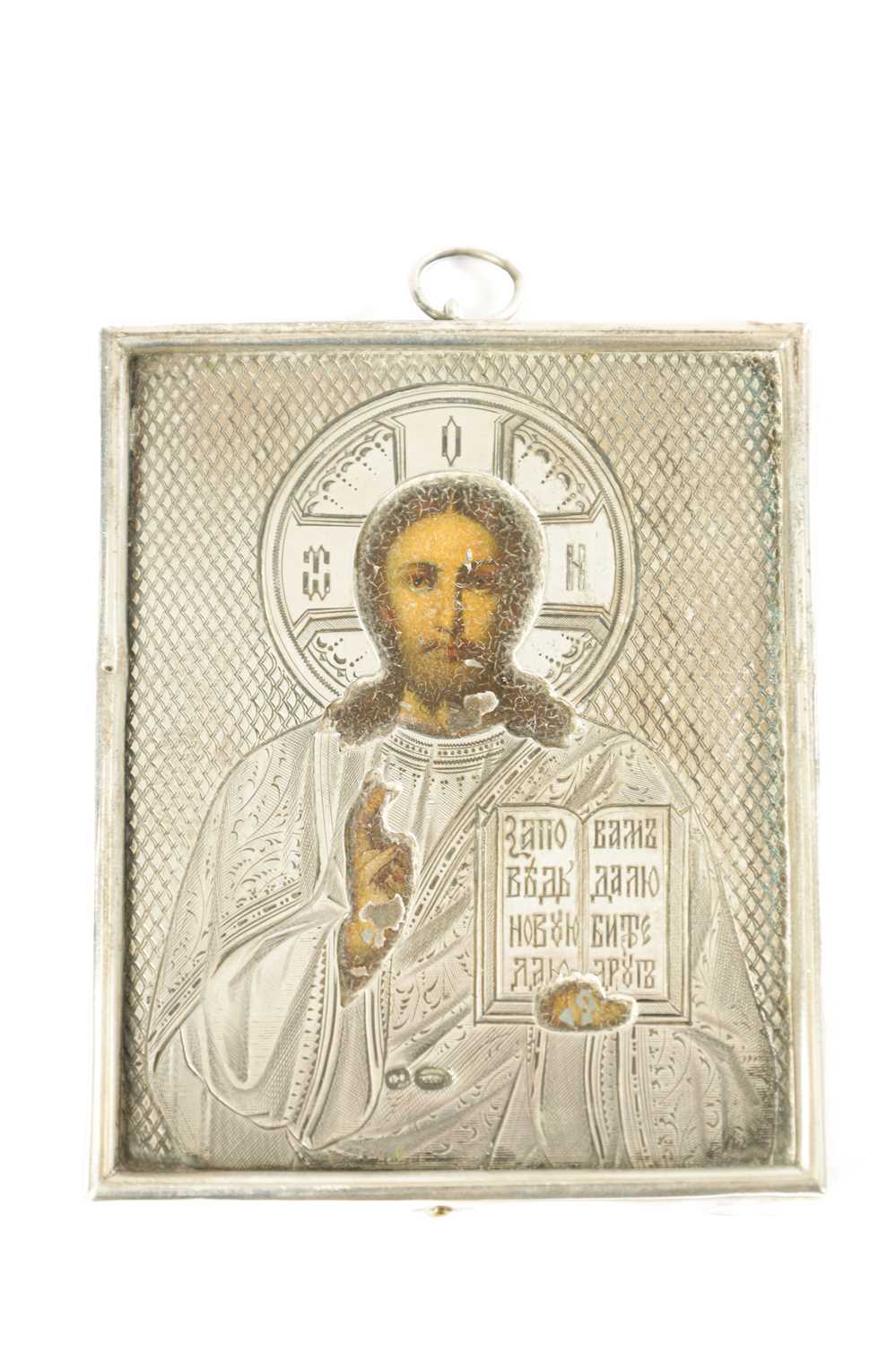 Lot 151 - A SMALL 19TH CENTURY RUSSIAN SILVER ICON