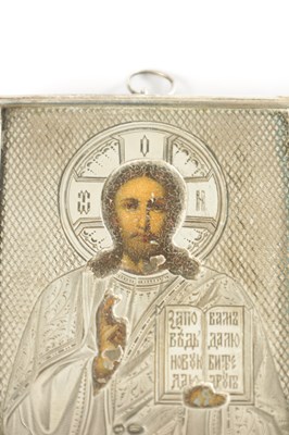 Lot 151 - A SMALL 19TH CENTURY RUSSIAN SILVER ICON