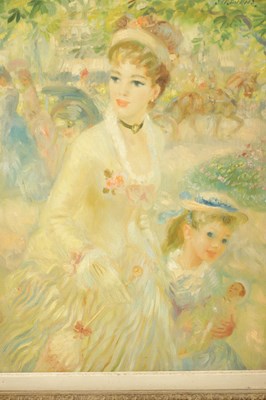 Lot 707 - JOHN STREVENS (1902–1990) OIL ON CANVAS TITLED ' A WALK IN THE GARDEN' DATED 1953