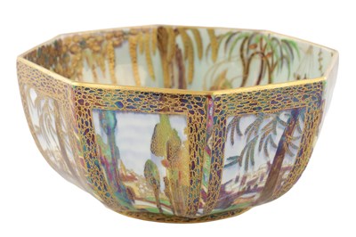 Lot 16 - A 20TH CENTURY WEDGEWOOD FAIRYLAND LUSTRE DAISY MAKEIG-JONES OCTAGONAL BOWL