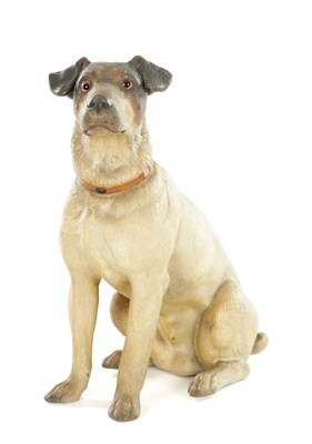 Lot 32 - A LATE 19TH/EARLY 20TH CENTURY AUSTRIAN TERRACOTTA JACK RUSSELL