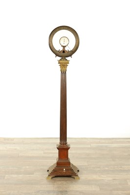 Lot 1439 - A RARE ENGLISH REGENCY FLOOR STANDING PILLAR CLOCK/BAROMETER