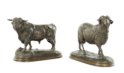 Lot 945 - ISIDORE BONHEUR (BELGIUM, 1827-1901) A PAIR OF 19TH CENTURY PATINATED BRONZE SCULPTURES