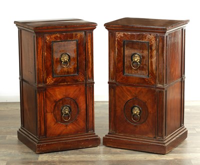 Lot 1499 - A PAIR OF LATE GEORGE III MAHOGANY PEDESTALS