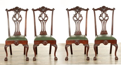 Lot 1591 - A SET OF FOUR 19TH CENTURY MAHOGANY DINING CHAIRS POSSIBLY AMERICAN