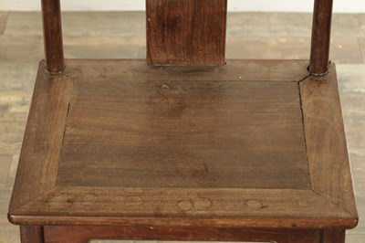 Lot 494 - A SET OF THREE 19TH CENTURY CHINESE HARDWOOD SIDE CHAIRS