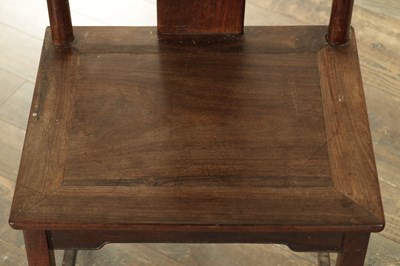 Lot 494 - A SET OF THREE 19TH CENTURY CHINESE HARDWOOD SIDE CHAIRS